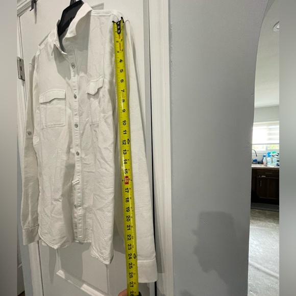 Calvin Klein body fit L white waffle LS button down shirt - Picture 3 of 6